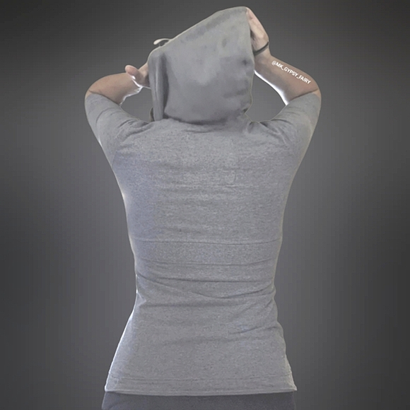 Poof Short Sleeve Grey Hoodie Sweatshirt Top - Picture 10 of 13